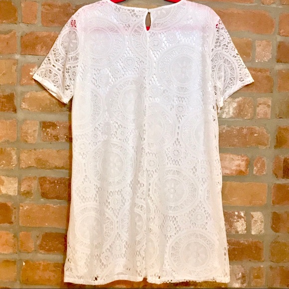 A-Line Embroidered Floral Lace White Dress - Sz XL - Picture 6 of 8